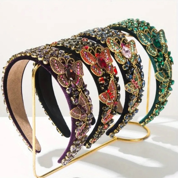Colorful Butterfly Rhinestone Headband - Picture 2 of 4